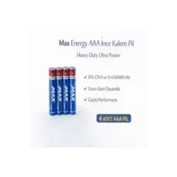 Max Energy AAA İnce Kalem Pil 1.5V R03 Heavy Duty Ultra Power 4 lü 1 Paket