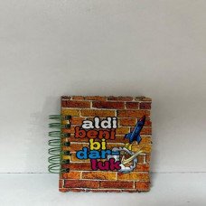 Aldi Beni Bi Darluk Yazılı Ahşap Kapaklı Not Defteri