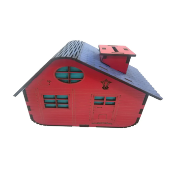 Dekoratif Ahşap Bordo Mavi Dağ Evi Kumbara ve TipBox